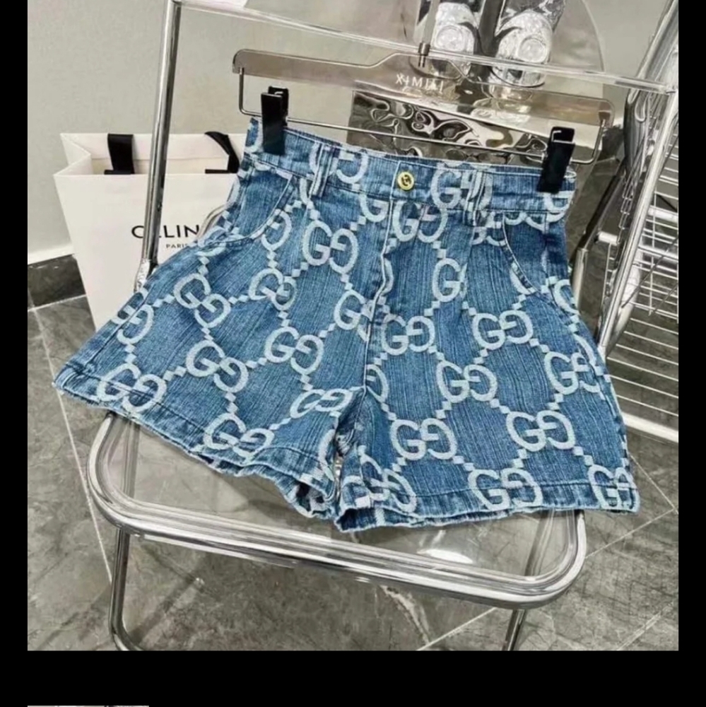 GG denim short super cute but run very small. The fit is more like a size 3/4
